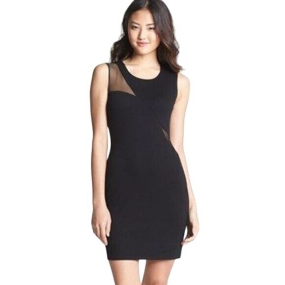 Bailey 44 Small Black Sleeveless Sheath Dress Sheer Mesh Panels - Picture 1 of 16